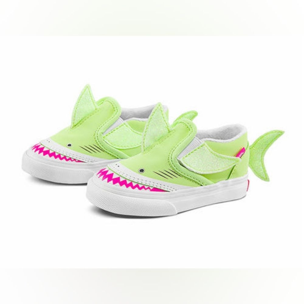Vans Neon Green and Pink Shark Sneakers